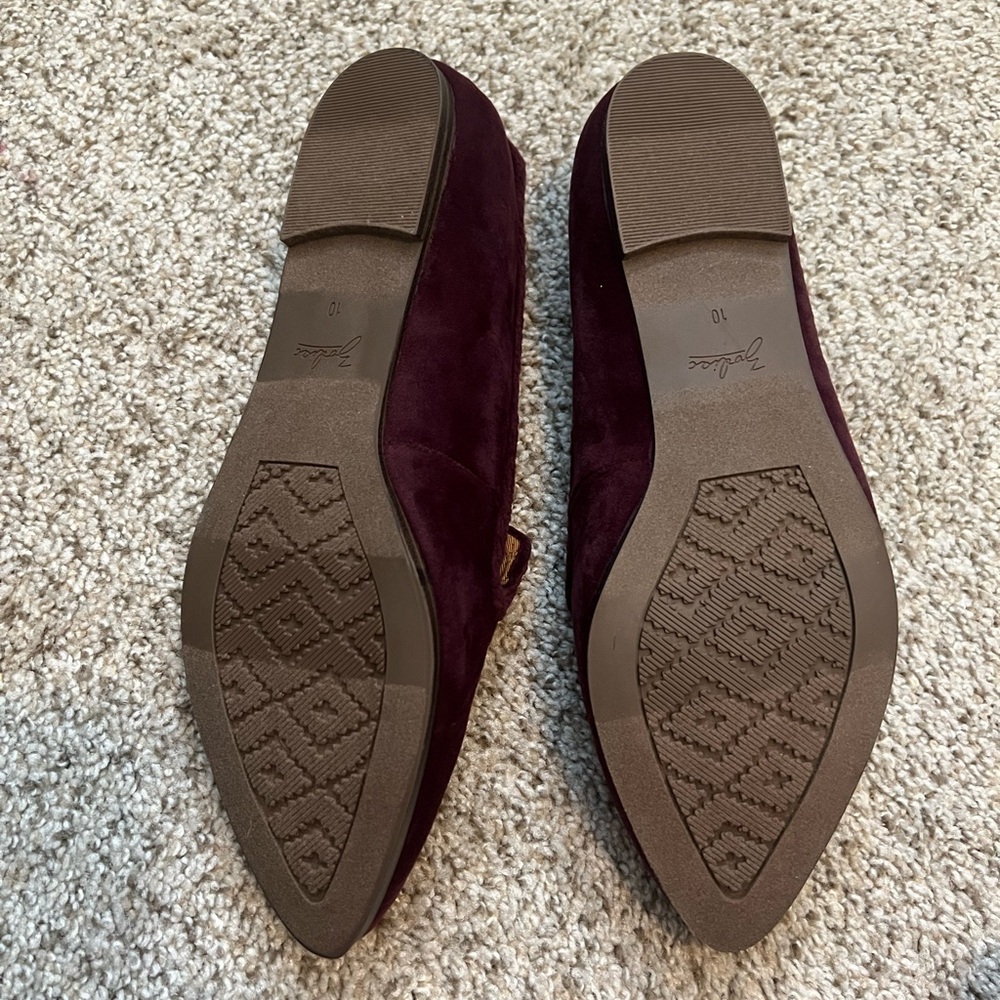 Women's Burgundy Loafers Velvet Boho Classy Comfortable Versatile - Picture 2 of 2